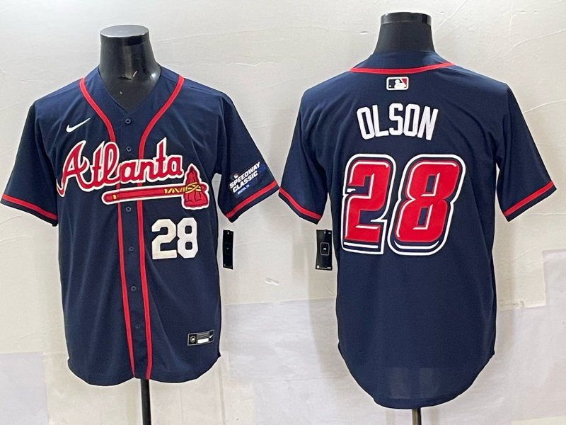 Men Atlanta Braves 28 Olson blue Nike 2025 MLB Jersey style 005